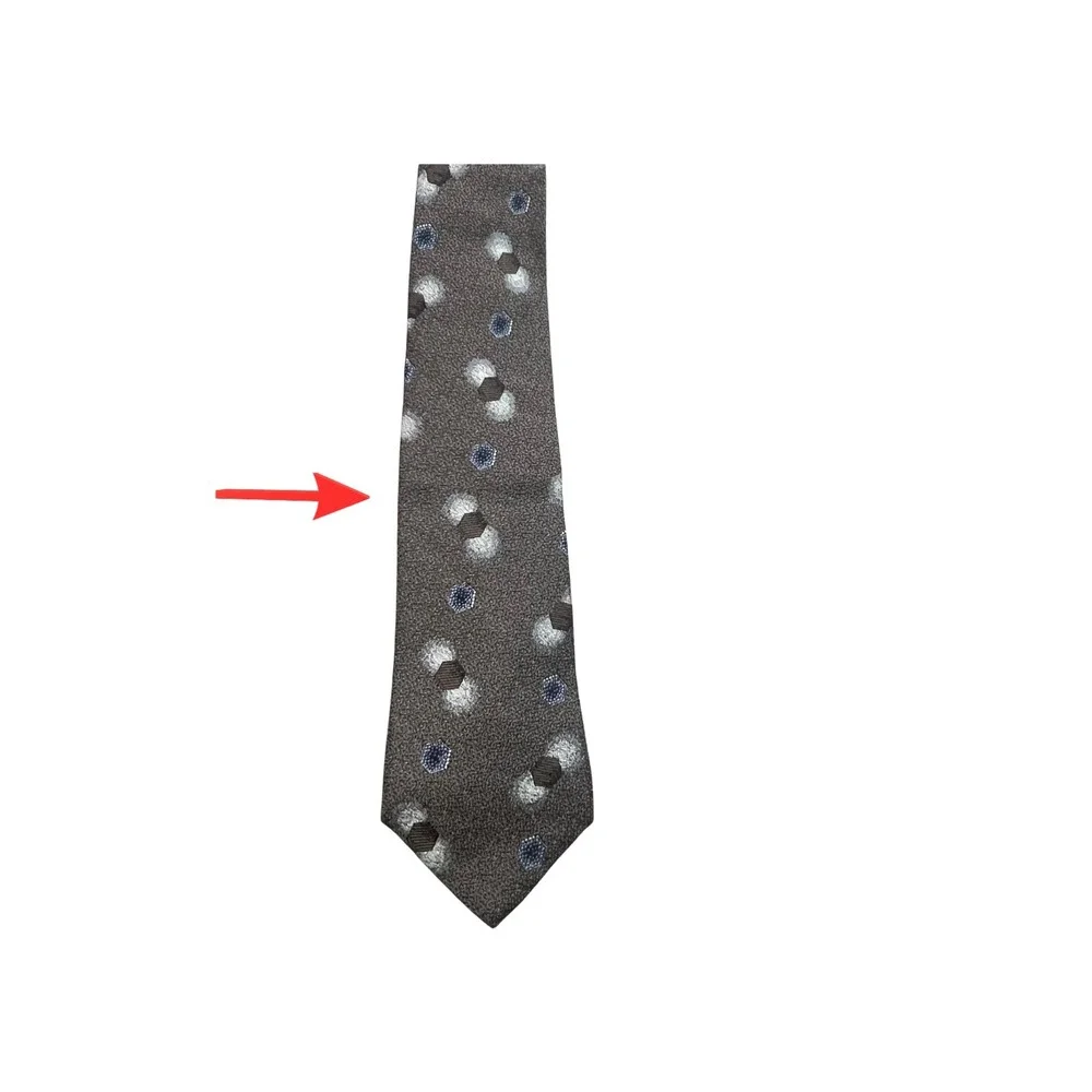 Carlo Palazzi 100% Italian Silk Tie Brown Geometric 3.5